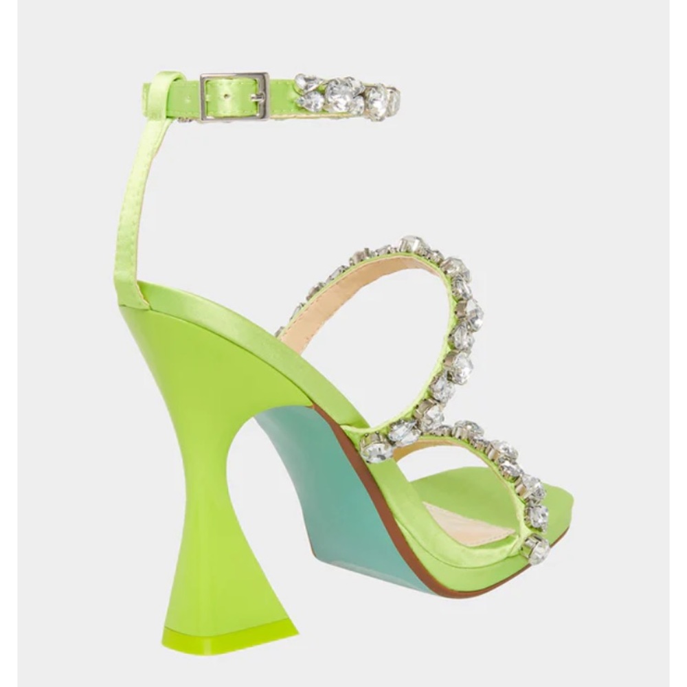NEW Betsy Johnson SB-Perry Citron Rhinestone Strap Heels - Picture 4 of 6